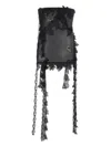 Blumarine Strapless Lace-trimmed Denim Dress In Black