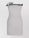 Blumarine Strapless Metallic Embellished Fitted Knee Length Dress In White
