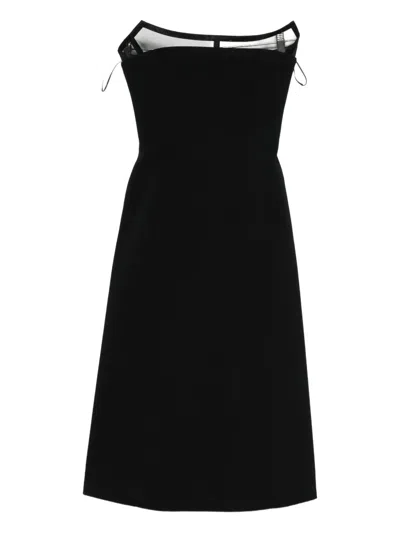 Blumarine Strapless Midi Dress In Black