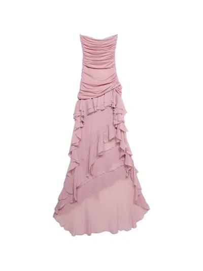 Blumarine Strapless Ruffled Gown In Pink
