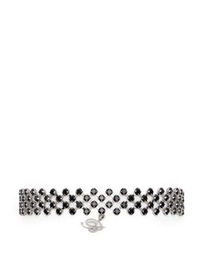 Blumarine Strass Chain Choker In Silver