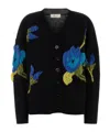 Blumarine Stretch Nylon Blend Floral Cardigan In Black