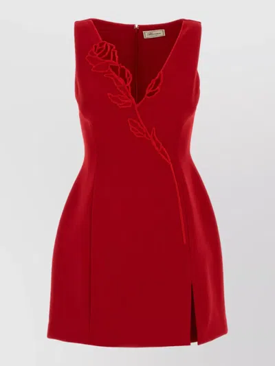 Blumarine Rose-embroidered Sleeveless Mini Dress In Red