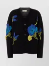 Blumarine Stretch Nylon Blend Floral Cardigan In Multi