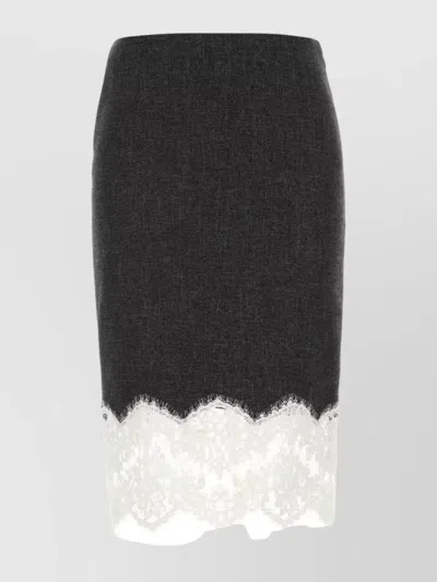 BLUMARINE STRETCH VISCOSE BLEND SKIRT WITH LACE TRIM