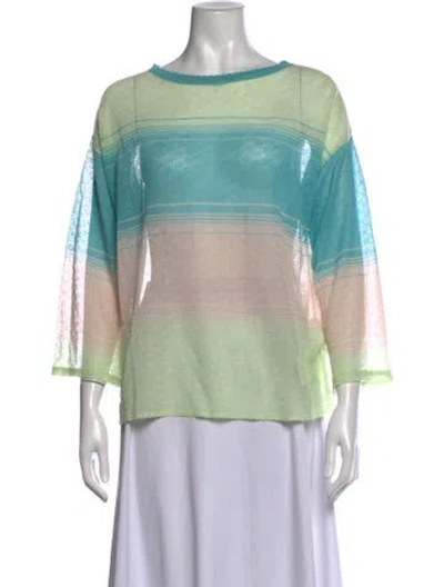 Pre-owned Blumarine Striped Crew Neck Top In Blue/green