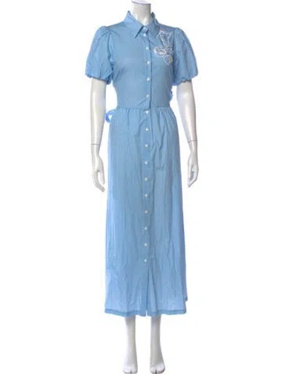 Pre-owned Blumarine Striped Long Dress W/ Tags In Blue