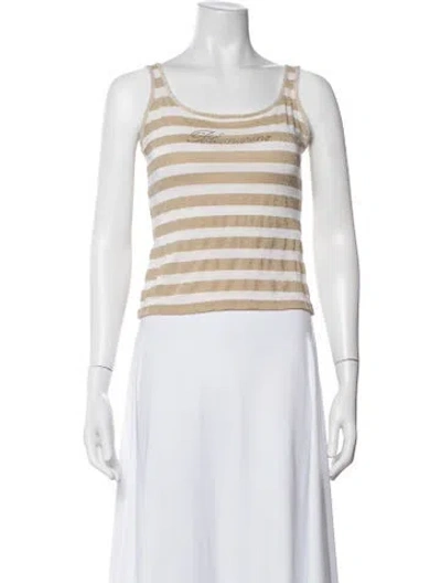 Pre-owned Blumarine Striped Scoop Neck Top In White