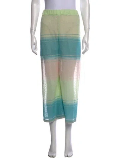 Pre-owned Blumarine Striped Wide Leg Pants In Blue/green