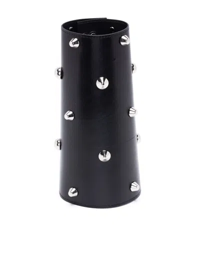 Blumarine Stud-embellished Leather Bracelet In Black