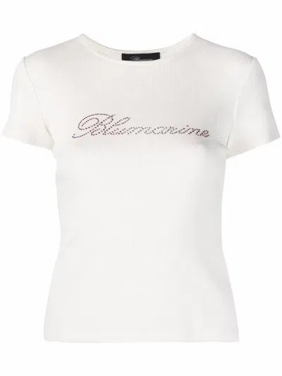 Blumarine Stud-embellished Logo T-shirt In White