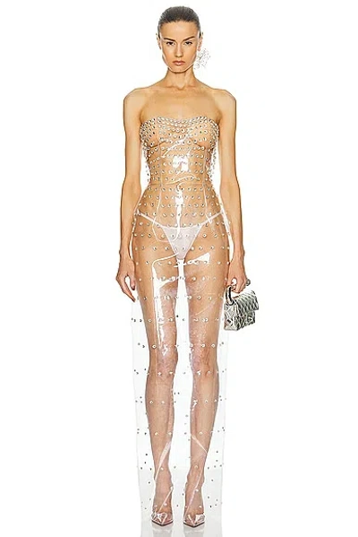 Blumarine Studded Mini Dress In Transparent