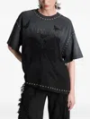 Blumarine Stud-embellished T-shirt In Black