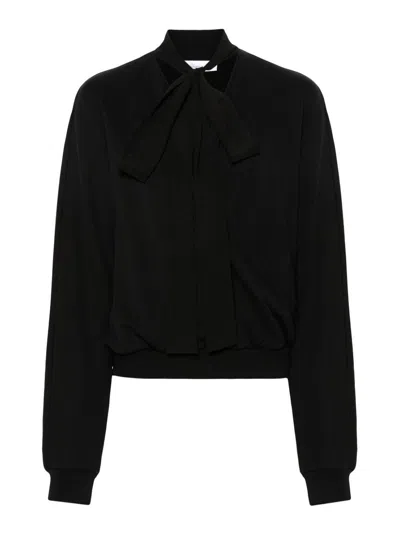 Blumarine V-neck Sweatshirt With Bow In Black