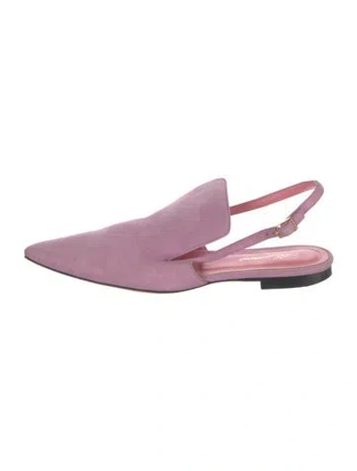 Pre-owned Blumarine Suede Slingback Flats In Pink/purple