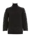 Blumarine Black Wool And Lace Sweater In Black