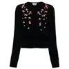 Blumarine Rose Embroidered Knitted Cardigan In Black