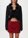 Blumarine Red Mini Skirt With 3d Rose Embroidery In Schwarz