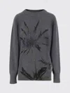 Blumarine Wool Blend Sweater With Rhinestones In Blue