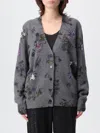 Blumarine Printed Wool Blend Oversize Cardigan In Gray