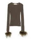 Blumarine Green Sweaters In Brown
