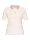 Blumarine Rhinestone-embelished Polo Shirt In Nude & Neutrals