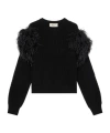 Blumarine Feather-trim Jumper In Black