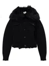 Blumarine Faux-fur-trim Button-up Jacket In Black