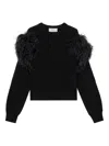 Blumarine Feather-trim Jumper In Black