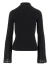 Blumarine High-neck Sweater With Flared Sleeves In Black
