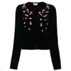 Blumarine Rose Embroidered Knitted Cardigan In Black