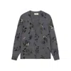 Blumarine Wool Blend Cardigan With Rhinestones In Gray