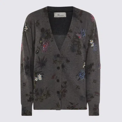 BLUMARINE SWEATERS GREY/BRILLANT BLUE