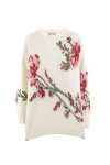 Blumarine Knit Crewneck Sweater In Ivory+dahlia+rouge