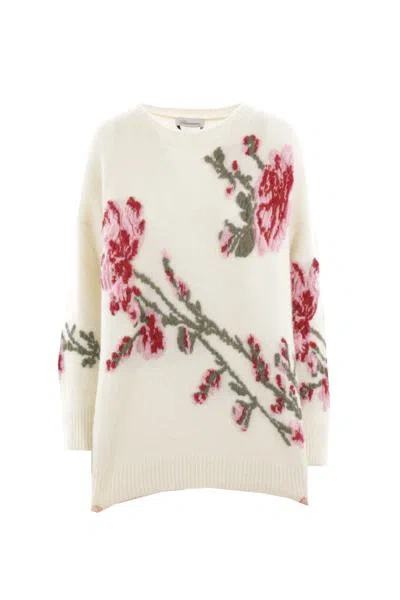 Blumarine Knit Crewneck Sweater In White