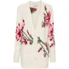 Blumarine Off-white Jacquard Roses Cardigan In White