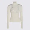 Blumarine Sweaters White Pearl In Green