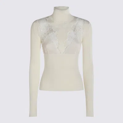 Blumarine Sweaters White Pearl In Green