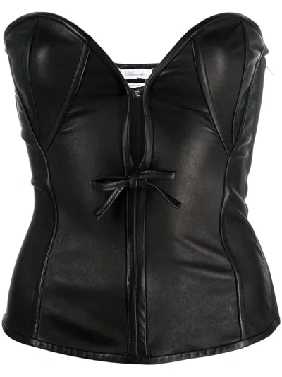 Blumarine Sweetheart-neck Leather Top