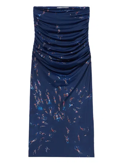 Blumarine Swimmers-print Midi Skirt In Blue