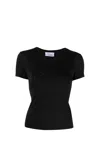 Blumarine Women Logo Ribbed Cotton Cropped T-shirt In Black