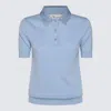 Blumarine Crystal-embellished Polo Top In Cashmere Blue