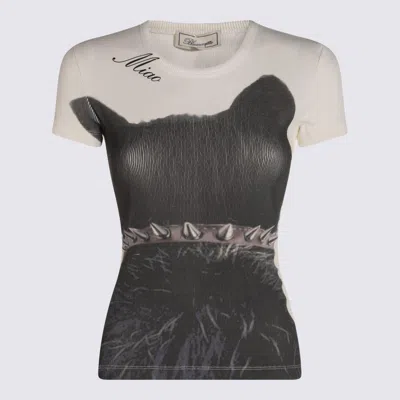 Blumarine T-shirt E Polo Natural White/black In Multi