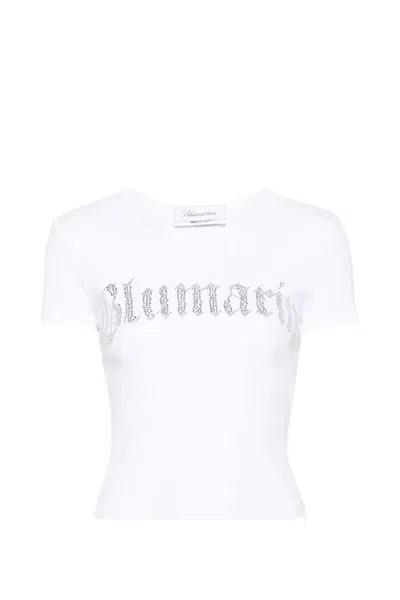 Blumarine Logo圆领棉t恤 In White
