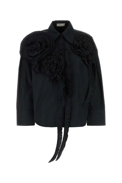 Blumarine Taffeta Shirt In Nero