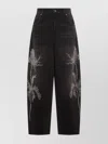 Blumarine Black Jeans With Belt Loops And Embroidery On The Front In Denim Woman In Black