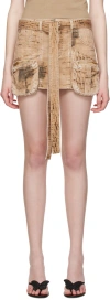 Blumarine Tan Cargo Denim Skirt In M5705 Lark/vetiver