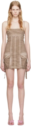 Blumarine Cargo-pocket Mini Dress In N0811 Coffee Liqueur
