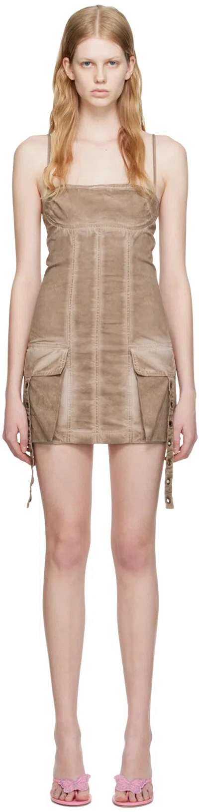 Blumarine Cargo-pocket Mini Dress In N0811 Coffee Liqueur