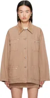 Blumarine Tan Cotton Jacket In N0820 Camel Beige